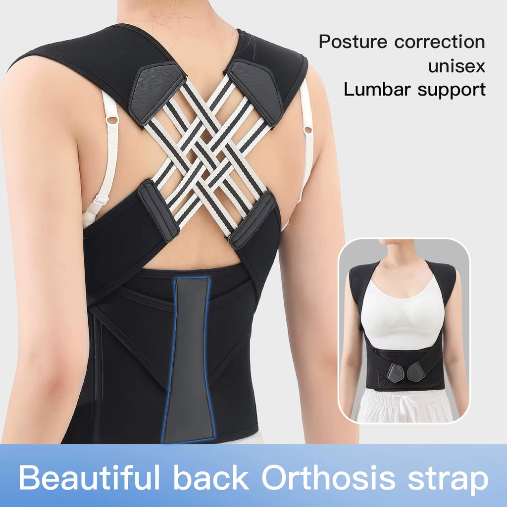 correcteur de posture élastique pour femmes en action, offrant un soutien lombaire et une correction de posture.